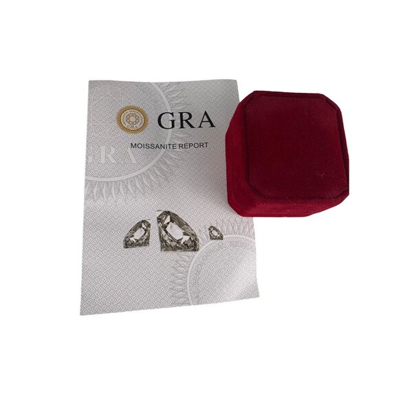 6 Moissanite Solitaire Engagement Ring Silver Tone Pave Band Includes Certificat - Picture 5 of 8